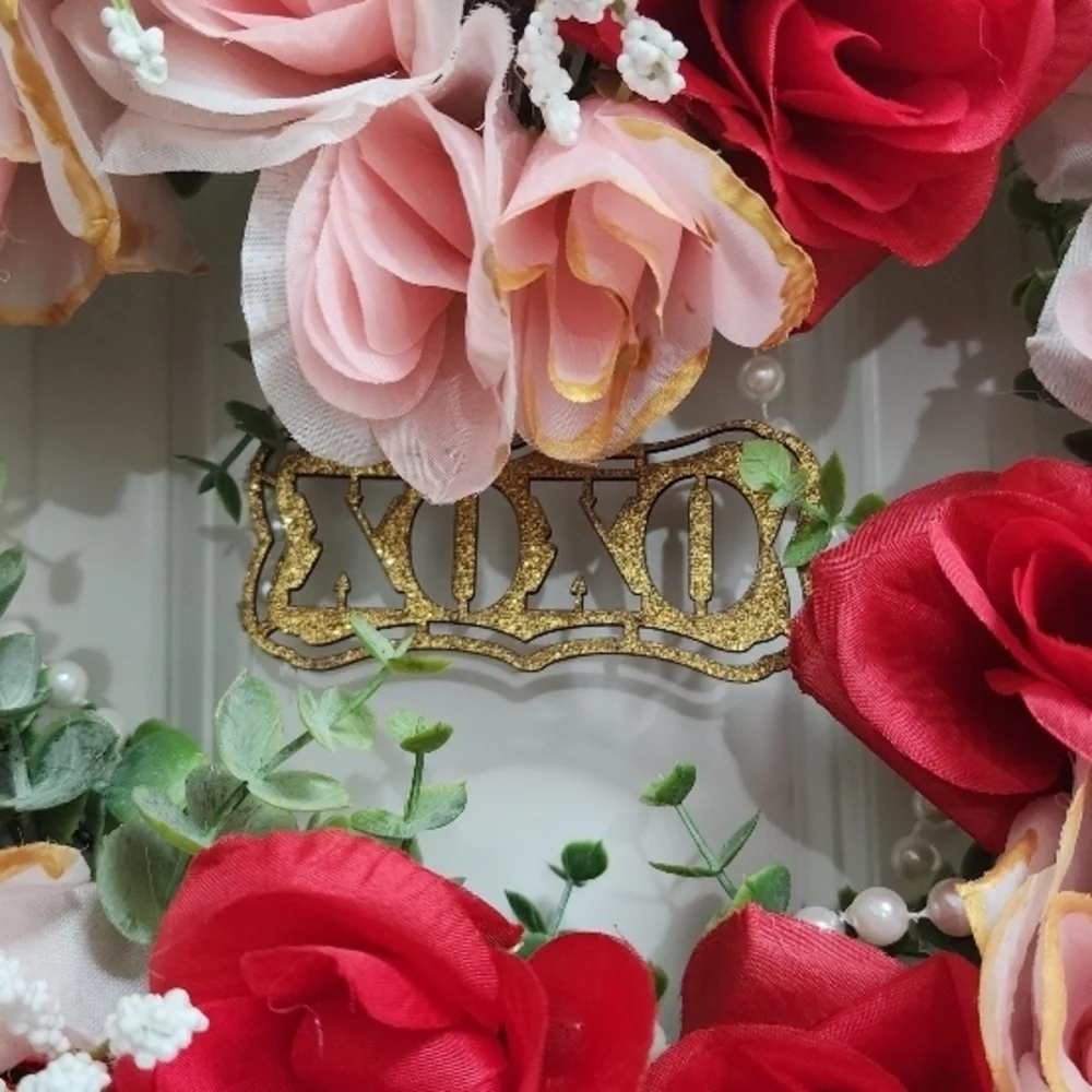 Valentine's Day Red and Pink Rose Wreath